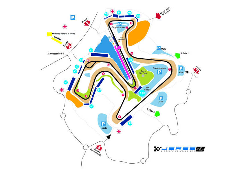 Plano del circuito de Jerez, donde tendrá lugar el primer GP español de MotoGP 2018