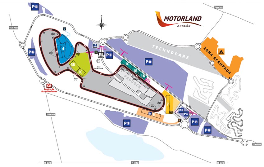 Plano del circuito Moto GP Aragón